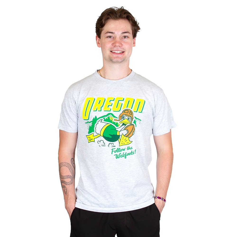 Ducks Spirit, White, Crew Neck, Cotton Blend, Men, Unisex, Football, Homefield Vintage, Old School, Duck, Follow the Webfoots design, T-Shirt, 923548